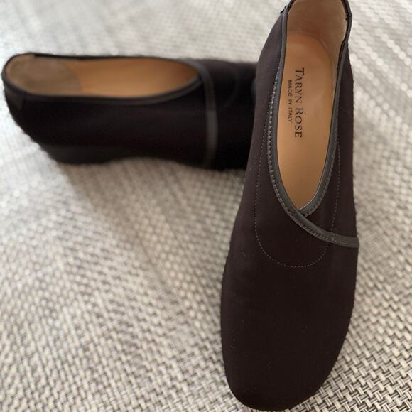 TARYN ROSE Kelsey toe-wrap micro-suede stretch comfort flats chocolate brown 9.5 - Picture 1 of 7